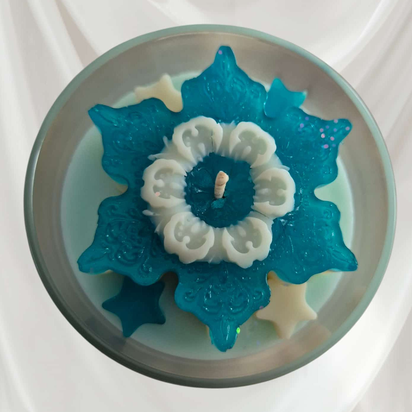 Dekokerze "Eisblume"